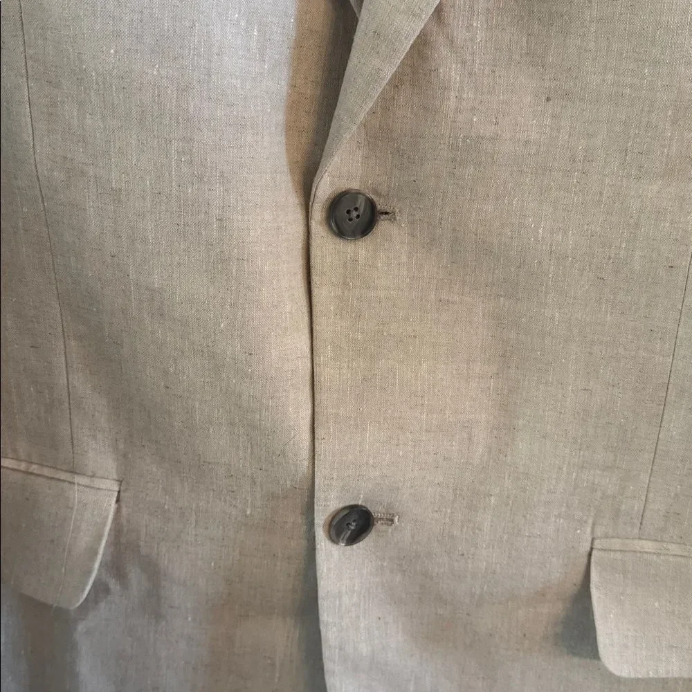 Tasso Elba Men’s Large 42-44 NEW 100% cream Linen blazer
